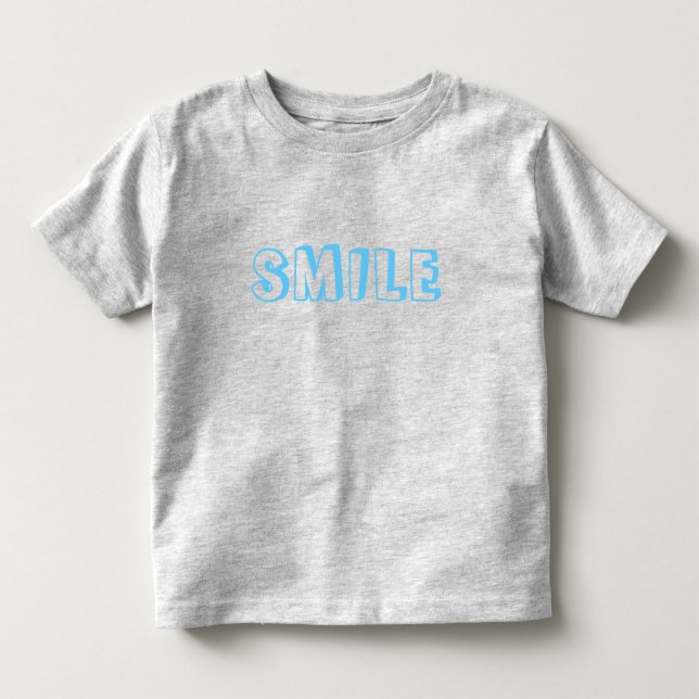 "Smile" light blue letters grey Toddler T-Shirt (Front)