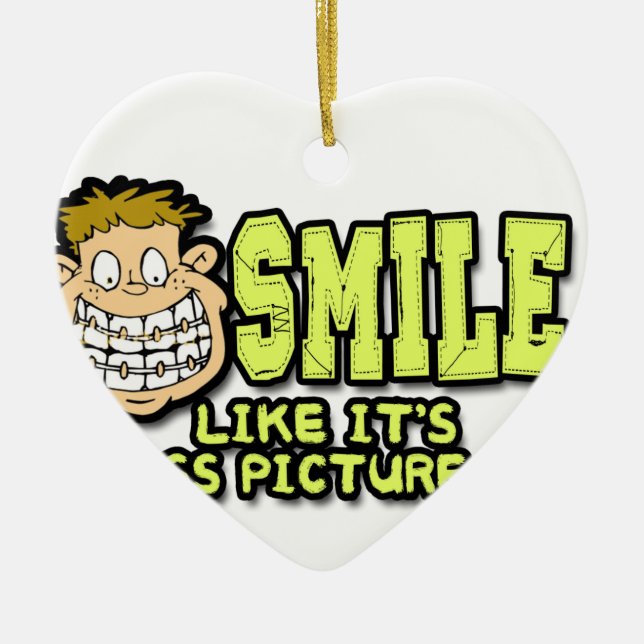 Smile Like It's Class Picture Day Ceramic Tree Decoration (Front)