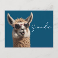 Smile Llama Cute Alpaca with Sunglasses Blue