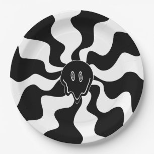 Smile Melt - Black and White Paper Plate
