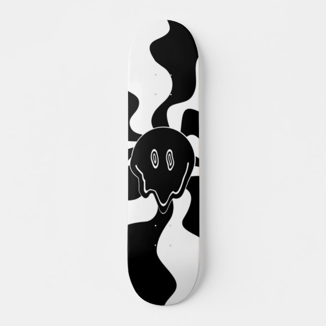 Smile Melt - Black and White Skateboard (Front)