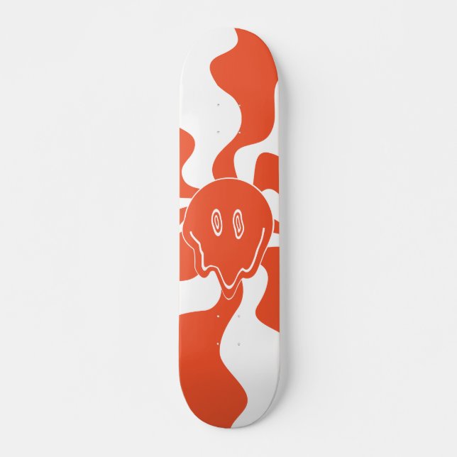 Smile Melt in Orange & White Skateboard (Front)