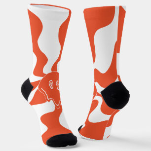 Smile Melt in Orange & White Socks