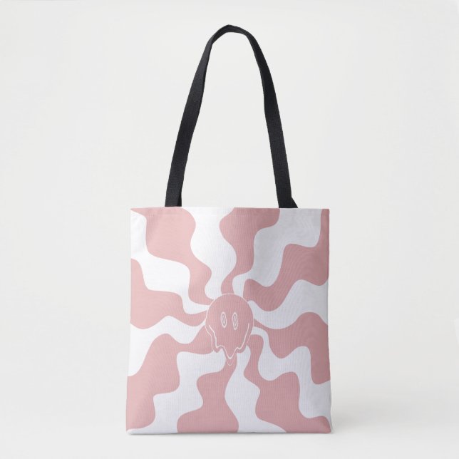 Smile Melt in Pink & White Tote Bag (Front)