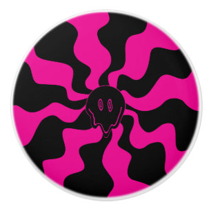 Smile Melt - Magenta and Black Ceramic Knob
