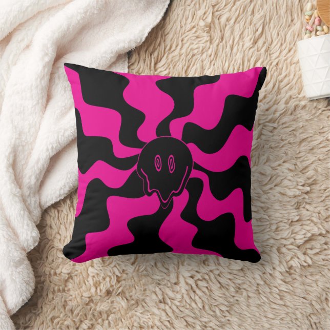 Smile Melt - Magenta and Black Cushion (Blanket)