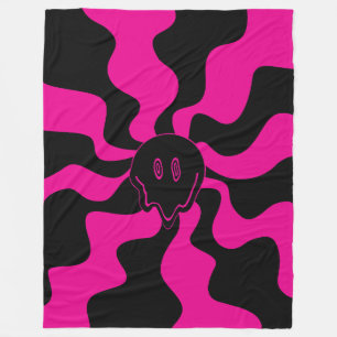 Smile Melt - Magenta and Black Fleece Blanket