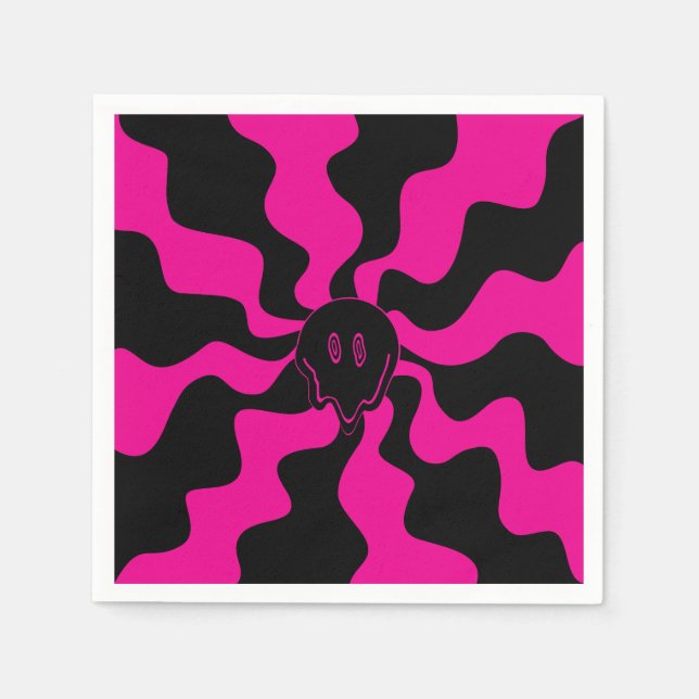 Smile Melt - Magenta and Black Napkin (Front)