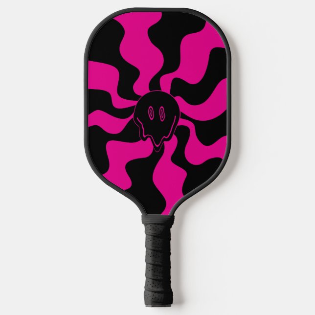 Smile Melt - Magenta and Black Pickleball Paddle (Front)