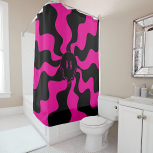 Smile Melt - Magenta and Black Shower Curtain