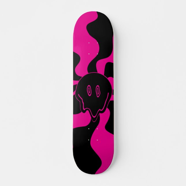 Smile Melt - Magenta and Black Skateboard (Front)