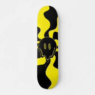 Smile Melt Retro Black and Yellow Skateboard