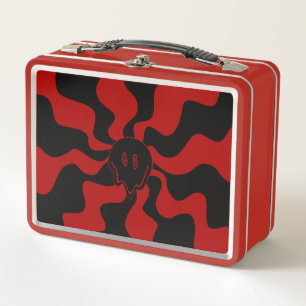 Smile Melt Retro Red and Black Metal Lunch Box