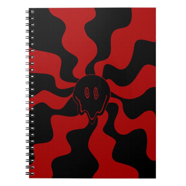 Smile Melt Retro Red and Black Notebook (Front)