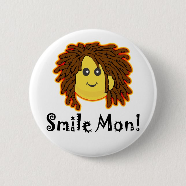 Smile Mon! Rasta Face 6 Cm Round Badge (Front)