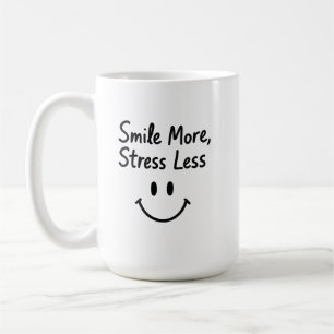 Smile More, Stress Less Doodle Design Coffee Mug