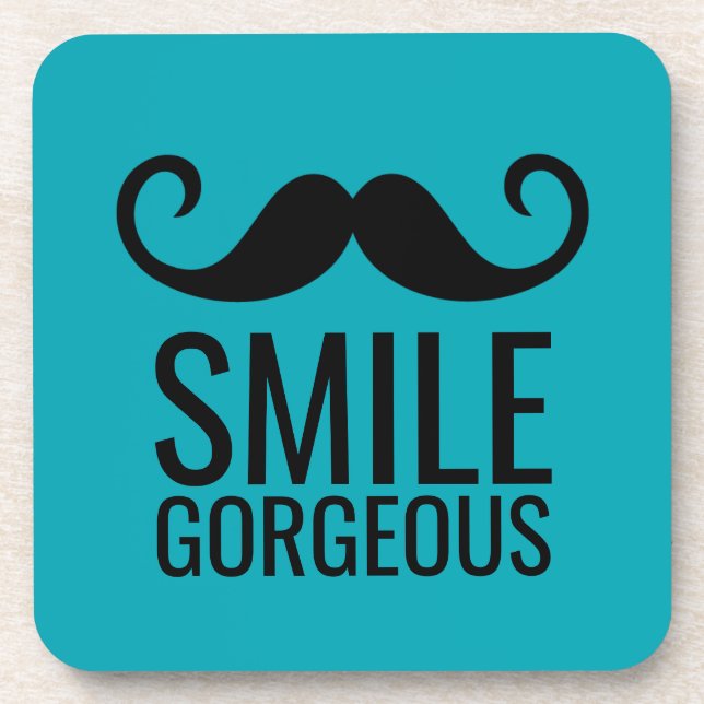 SMILE & Moustache ANY Base COLOR Plastic Coasters (Front)