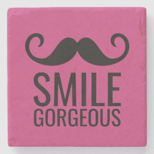 SMILE & Moustache ANY Base COLOR Stone Coasters