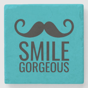 SMILE & Moustache ANY Base COLOR Stone Coasters