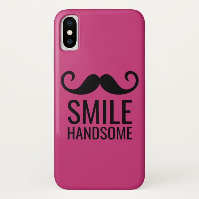 SMILE & Moustache on ANY Base COLOR iPhone X Case (Back)