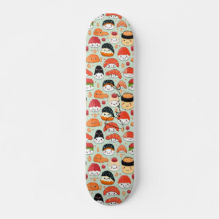 Smile Nigiri Sushi Japan Cartoon Food Pattern Skateboard