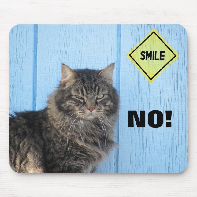 Smile? No! Cat Meme Mouse Mat (Front)