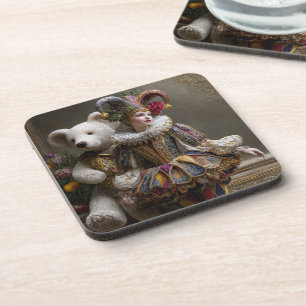 Smile of the Arlequin and its Bear of White Peluch Coaster