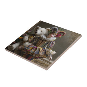 Smile of the Arlequin and its Bear of White Peluch Tile