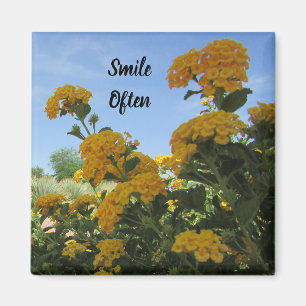 Smile Often Vivid Yellow Flower Photo Garden Bloom Magnet