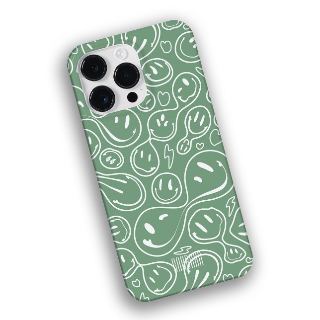 Smile Pattern Sage Bridesmaid Groomsmen Modern Case-Mate iPhone Case (Creator Uploaded)