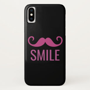 SMILE Pink Moustache Black Background iPhone X Cas iPhone X Case