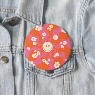 Smile - Pink, Orange and Cream 10 Cm Round Badge
