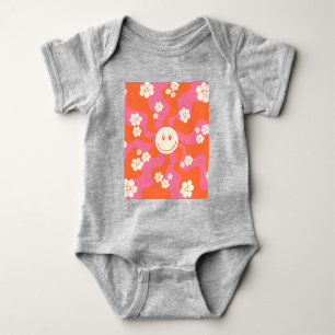 Smile - Pink, Orange and Cream Baby Bodysuit