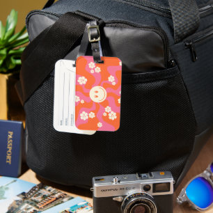 Smile - Pink, Orange and Cream Luggage Tag