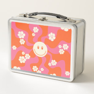 Smile - Pink, Orange and Cream Metal Lunch Box