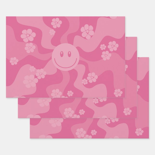 Smile - Pink Wrapping Paper Sheet (Set)
