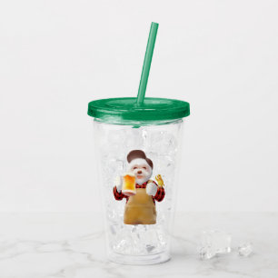 Smile Pup: Cheers! Happy Bichon Frise Beer Art Acrylic Tumbler