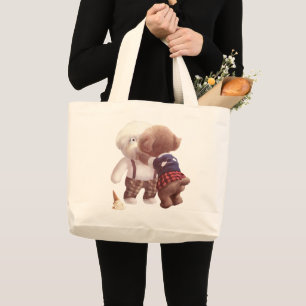 Smile Pup: Ice Cream Tragedy & Comforting Hug Large Tote Bag