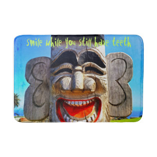 Smile Quote Typography Laughing Teeth Totem Photo Bath Mat