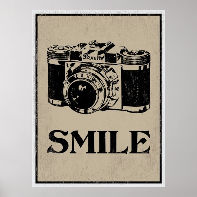 Smile: Retro Camera Art Poster (Front)