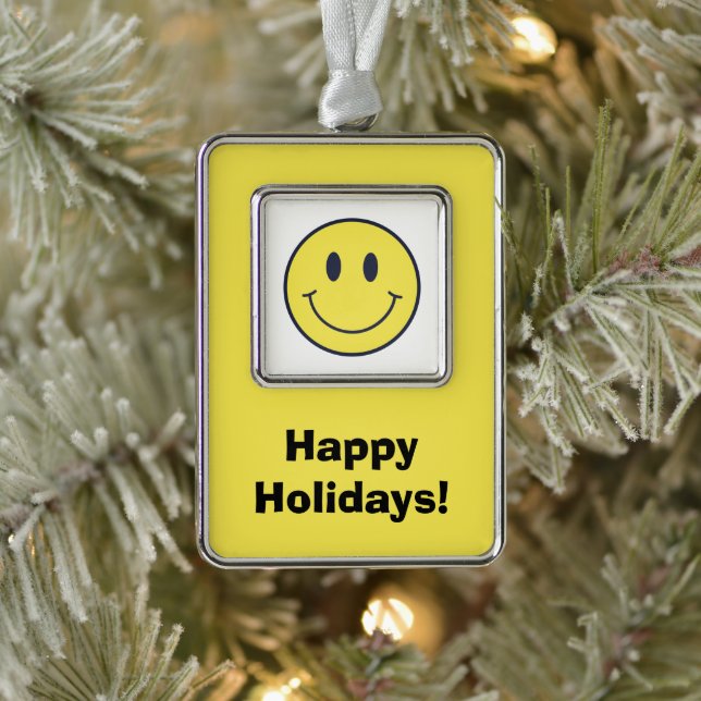 Smile Silver Plated Framed Ornament (Tree)