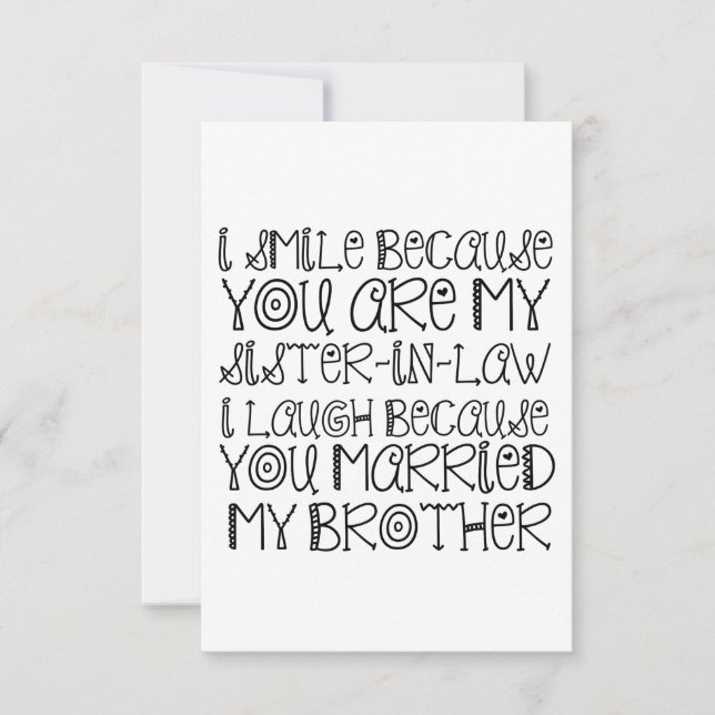 SMILE SISTER-IN-LAW THANK YOU CARD (Front)