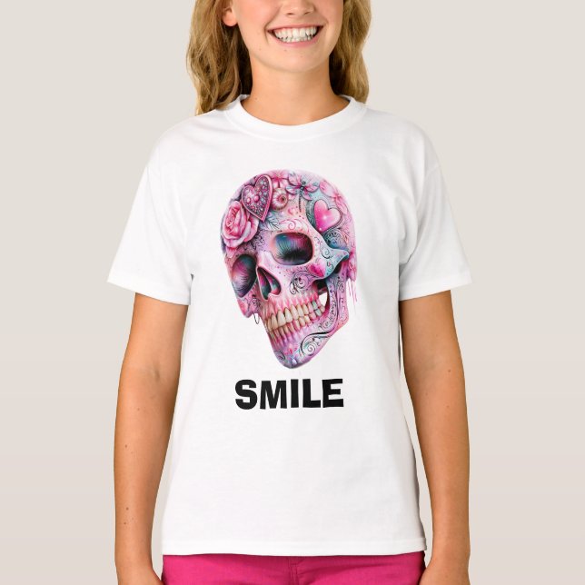 Smile Skull Graphic T-Shirt (Front)