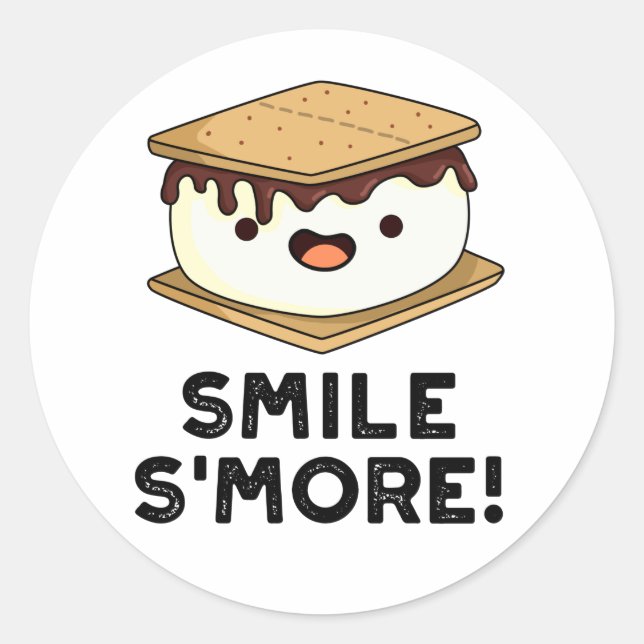 Smile Smore Funny Sweet Food Pun  Classic Round Sticker (Front)
