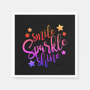 Smile Sparkle Shine Black Multi Coloured Napkin