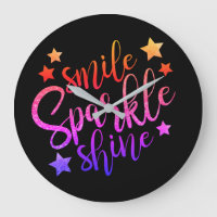Smile Sparkle Shine Black Multi Coloured Quote