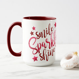 Smile Sparkle Shine Burgundy Mug