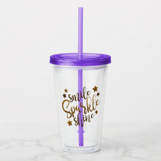 Smile Sparkle Shine | Gold Script Acrylic Tumbler