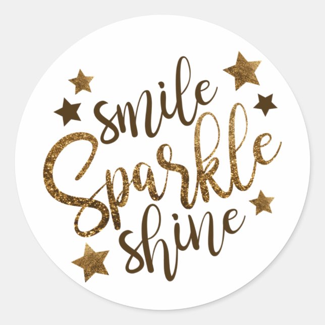 Smile Sparkle Shine Gold Stickers (Front)