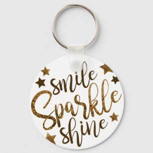 SMILE SPARKLE SHINE, GOLDEN GLITTER STAR KEY RING